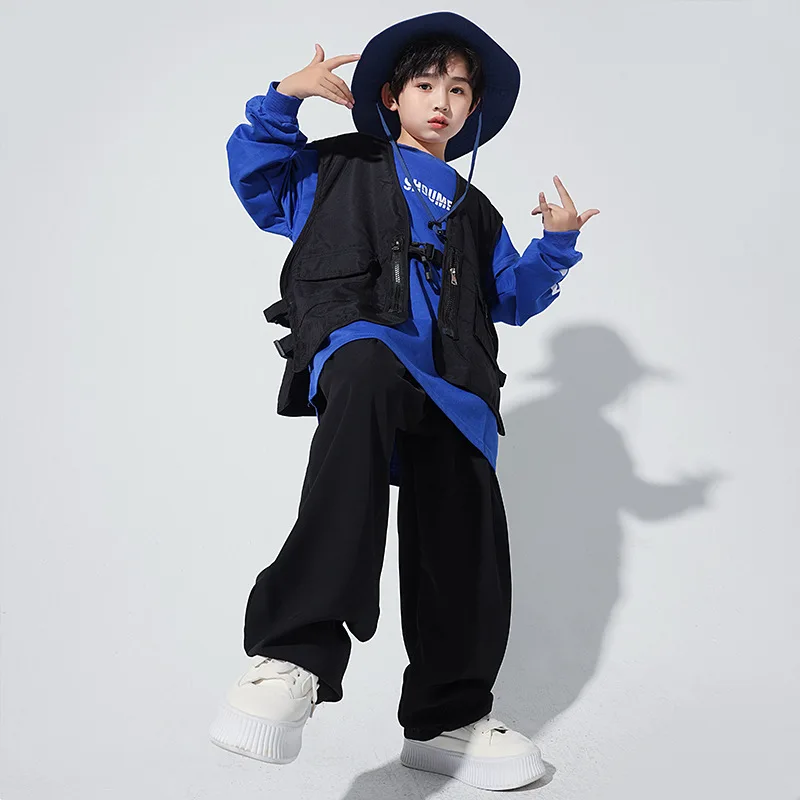 

Boys Hip Hop Vest Sweatshirt Street Dance Loose Pants Clothes Sets Girls Streetwear Top Child Joggers Outfits Kids Jazz Costumes