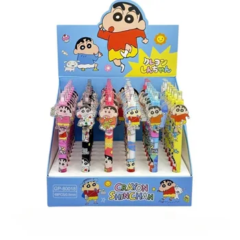 Crayon Shin-chan 6/48 Pezzi Penne a Sfera con Inchiostro Gel, Penne Cartoon per Scuola e Ufficio, Articoli di Cancelleria per Studenti, Regali per Ragazze