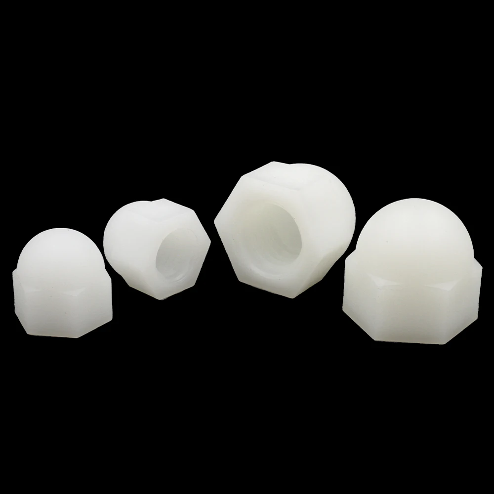 2-50pcs M3 M4 M5 M6 M8 M10 M12 M14 M16 M18 M20 Black/ White Plastic Nylon Acorn Cap Dome Nuts Hexagon Hex Nut for Insulation USE
