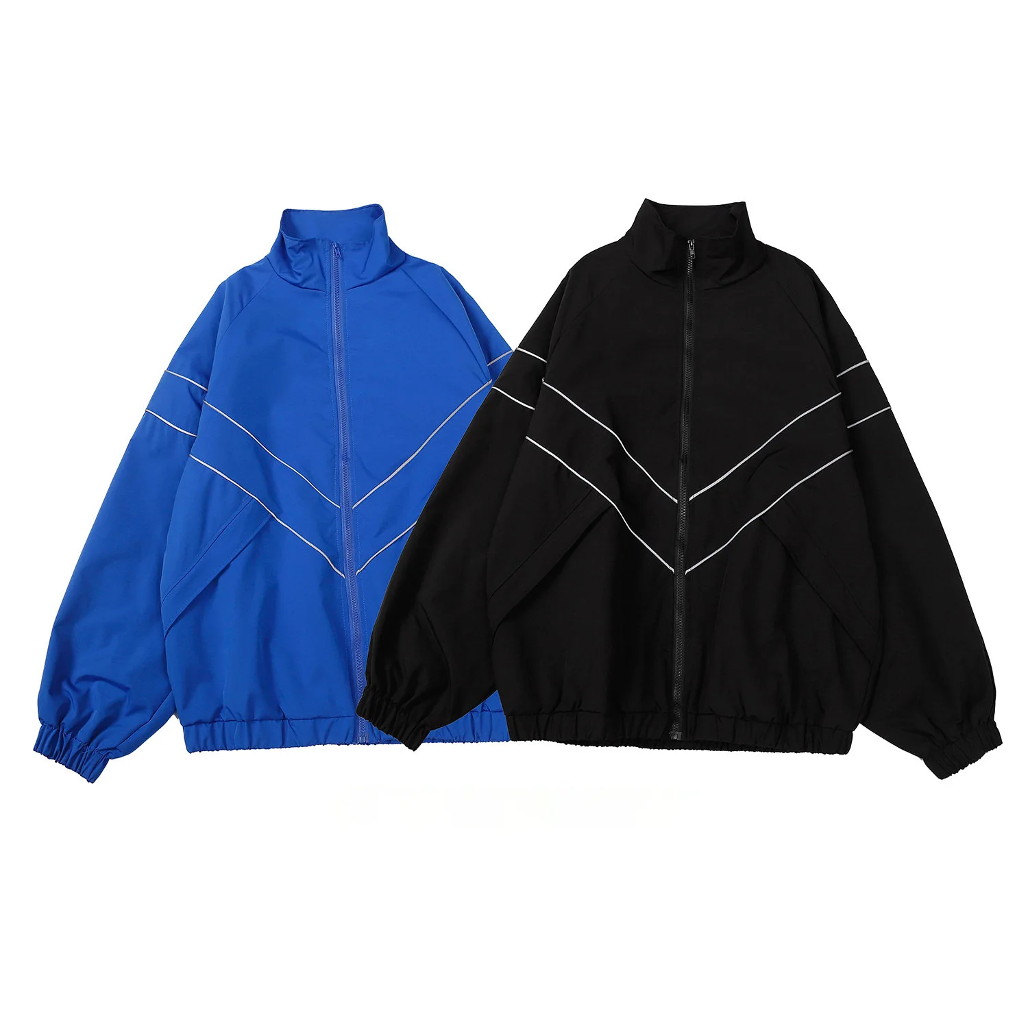 

Fashion Autumn Trend Solid Color Reflective Sport Coat Men's Women Loose Stormtrooper Y2k Harajuku Casual Matching Couple Jacket