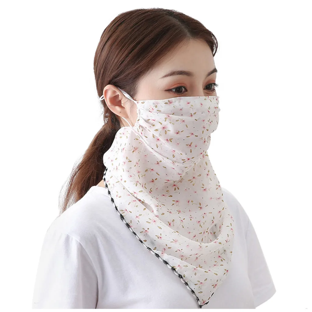 Women Sun Protection Scarf Neck Scarf Summer Balaclava Face Mask Hanging-ear Breathable Sports Face Shield