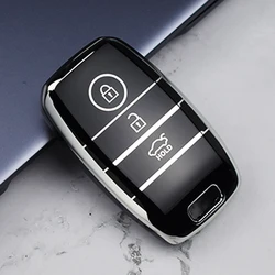 Premium Car Smart Key Case Cover Holder with Keychain (3button black cover)