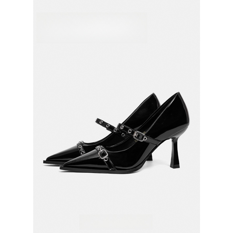 Women's pointed toe shallow mouth stiletto high heel single shoes hot selling metal eyelet decoration fashion women's shoes