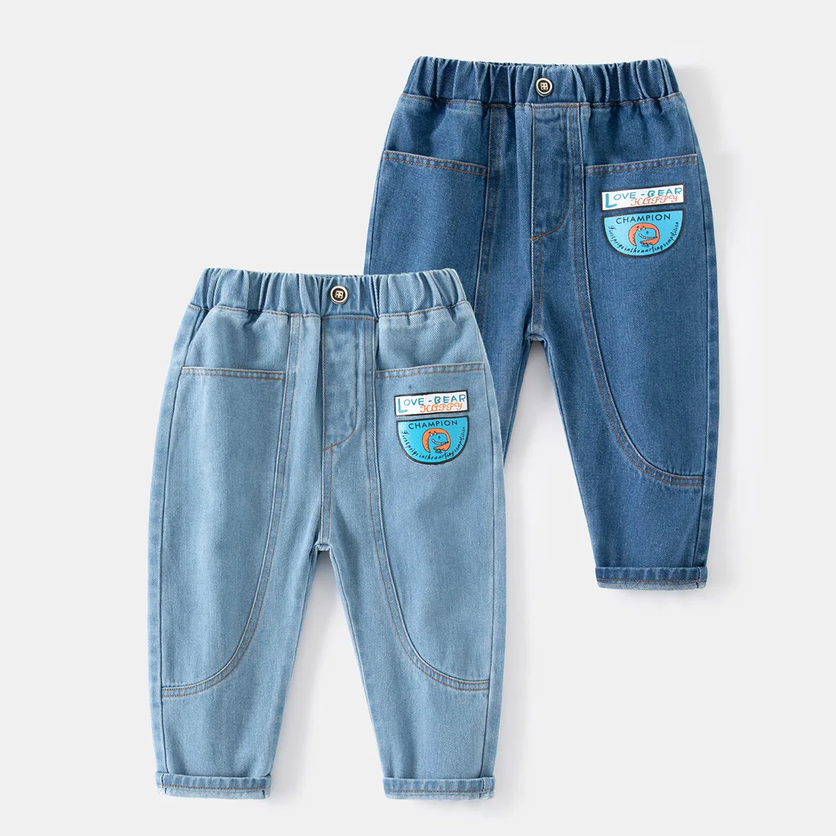 

New 2024 Kids Classic Loose Jeans Baby Boys Casual Patchwork Denim Long Trousers Pants Children Jeans Spring Autumn Clothing