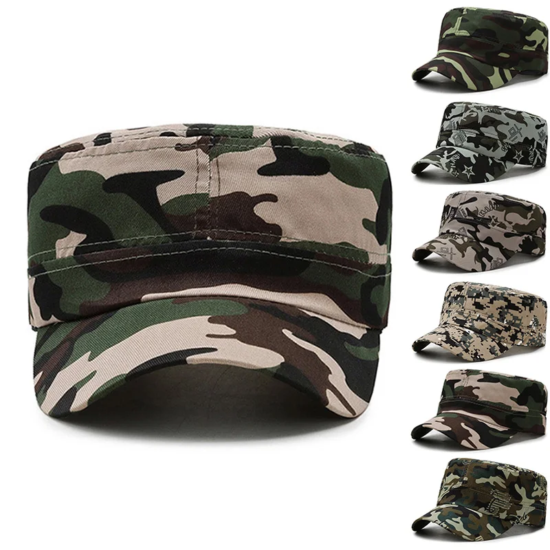 Fishing Hat Camouflage Baseball Cap Baseball Cap Flat Cap Camouflage Hat Flat Vintage Cap Trendy Camo Flat Top Hats Combat Army Flat Top Caps Outdoor Fishing Baseball Hats For Women Men