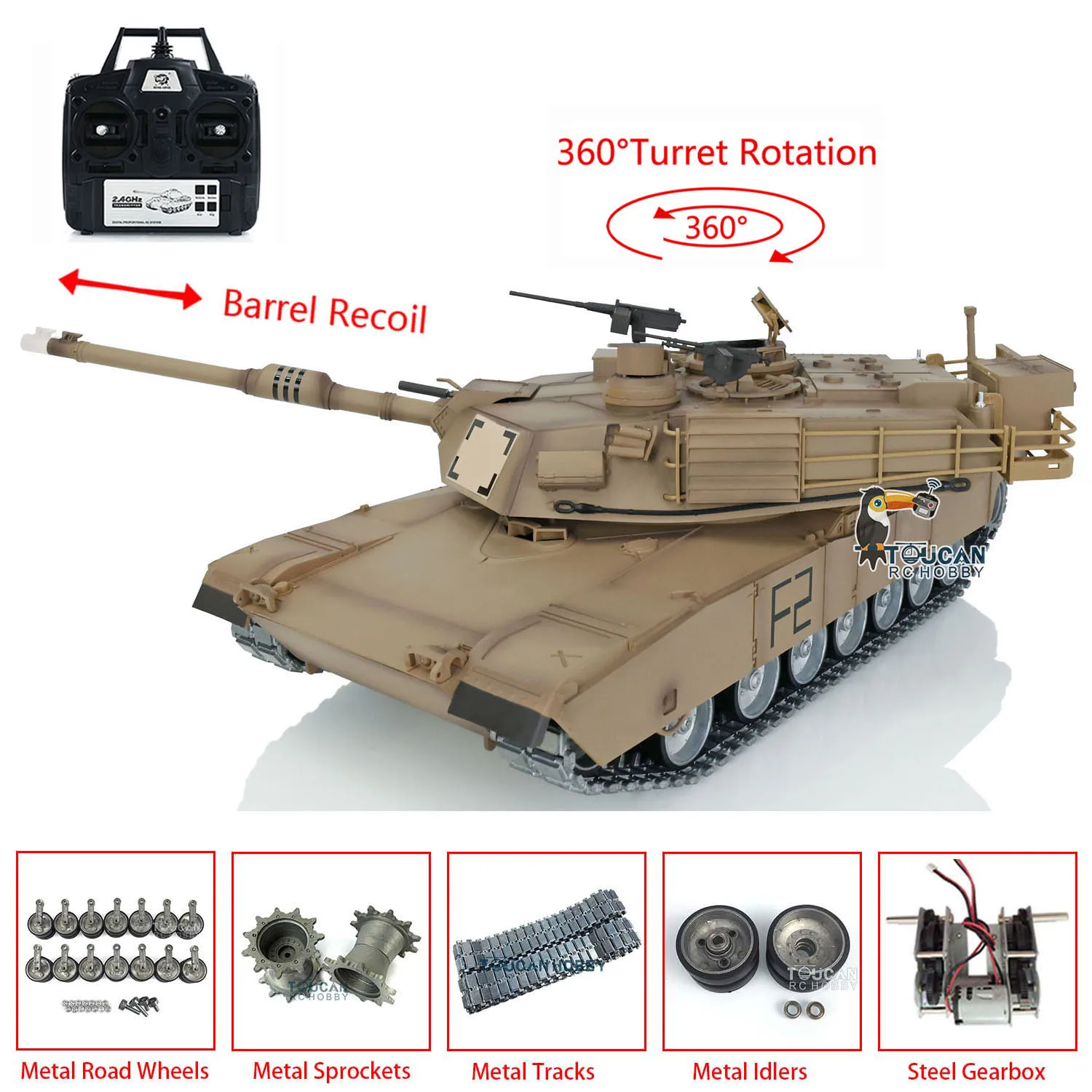헝롱 RC 탱크 1/16 360 ° 터렛 배럴 리코일 BB 슈팅 TK7.0 커스터마이즈 3918 M1A2 에이브람스 어린이 장난감 TH17803-