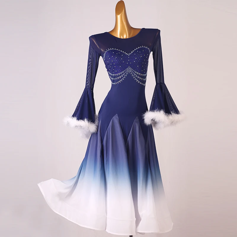 

2022 Woman New National Standard Dance Performance Dress Modern Dance Dress Adult Waltz Show Dress Customize MQ344
