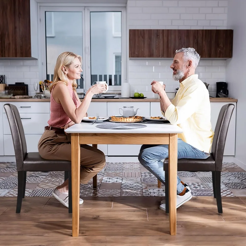 Dining Chair Set of 6, PU Leather Chairs Modern Diner Chairs Armless Side Chair with Solid Wood Legs for Home Kitchen Living Ro 2