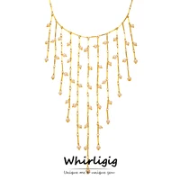 Sweet Collar Cascade Fringe Necklaces 18k Gold Plated Waterproof Non Tarnish Stainless Steel Long Tassels Necklace For Women 3