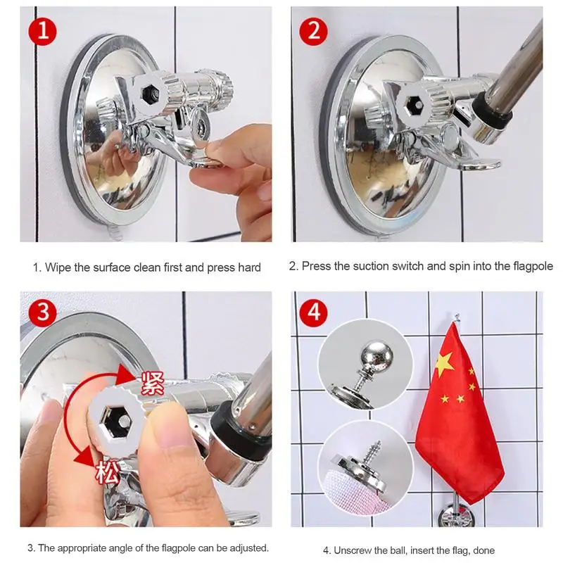 Suction Cup Flag Holder Flagpole Holder Bracket Flagpole Display Flag Pole Mounting Bracket For Car SUV House Truck
