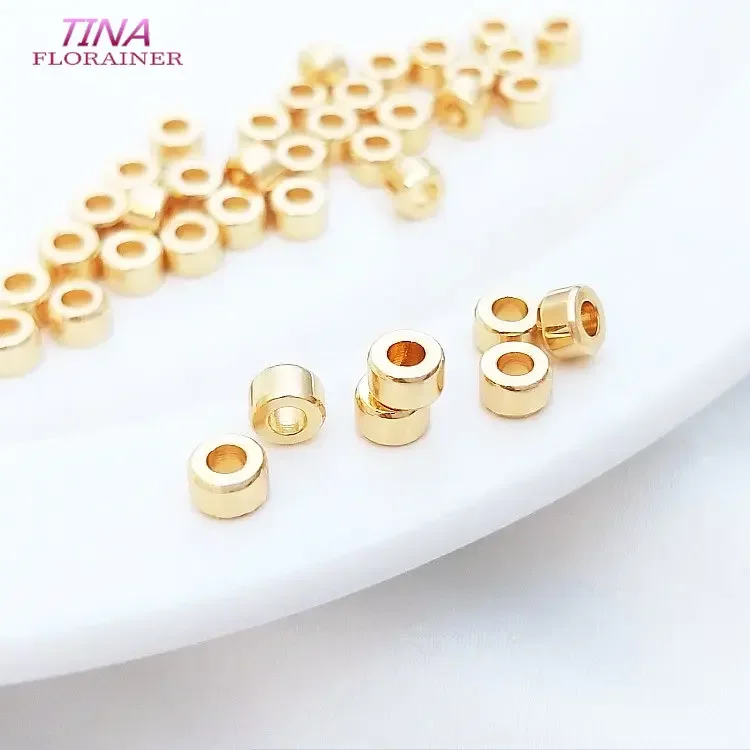 10PCS 6MM 7MM 14K Gold Farbe Überzog Messing Große loch Spacer Perlen Armband Perlen Hohe Qualität diy Schmuck Zubehör