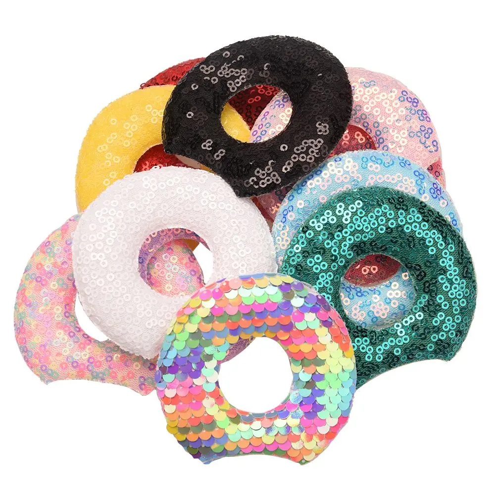 

192PCS 8CM Glitter Donut ears for Hairband Making Hair Set Supplies Kawaii Hair Accessories for Girls Headband No Hair Clip