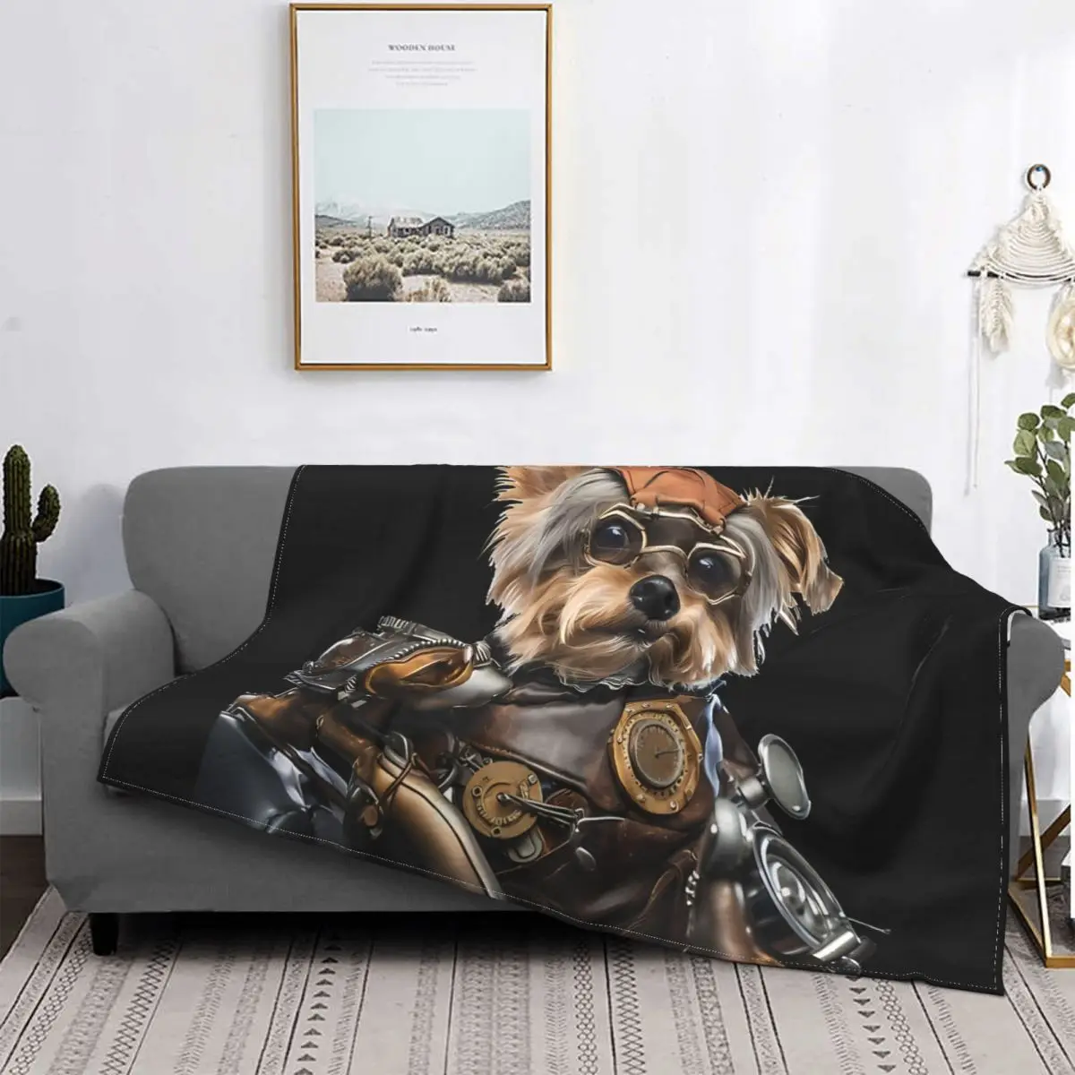 

Yorkshire Cartoon Blanket Fleece Plush All Season Breathable Lightweight Plaid Biker Bath Throw Blankets For bed Bedspread