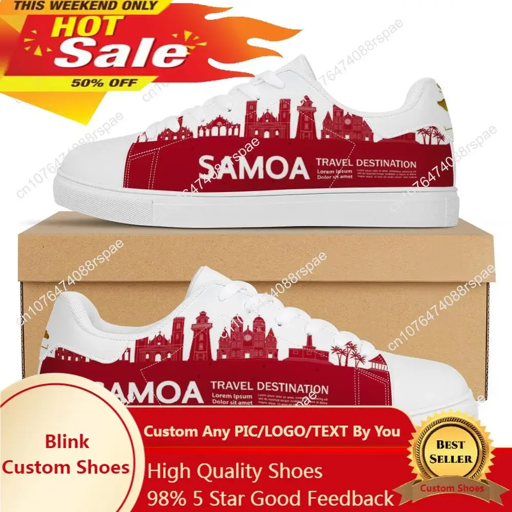 

Red Travel America Polynesian Samoa Tribal Print Custom Man Lightweight Walking Flat Sneakers Sport Shoes Women Running Shoes