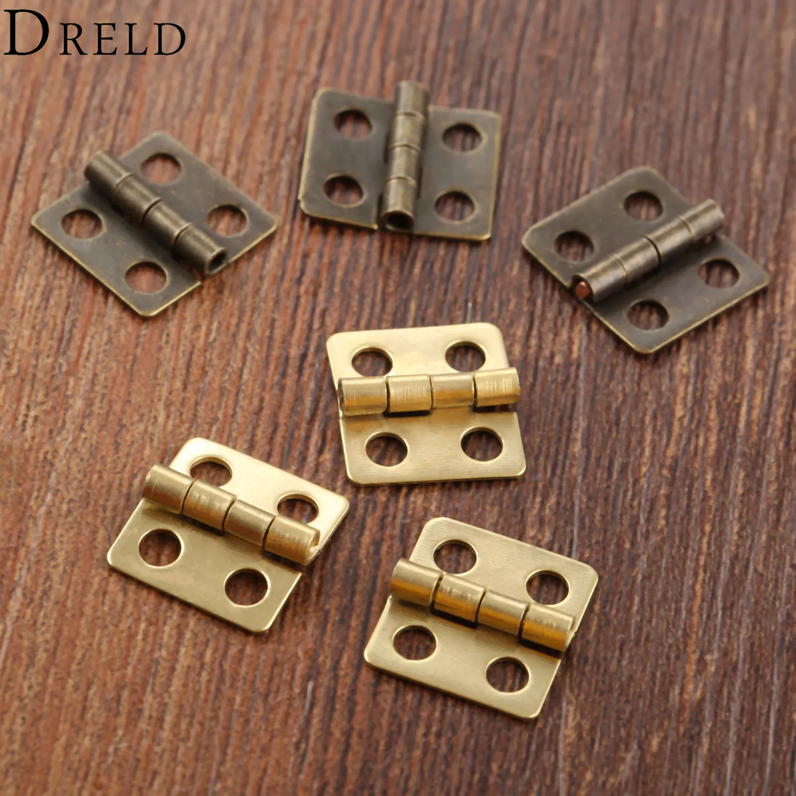 40Pcs 13*12mm Mini Cabinet Drawer Door Butt Hinges Antique 4 Holes Jewelry Boxes Decorative Hinges for Furniture Hardware DRELD