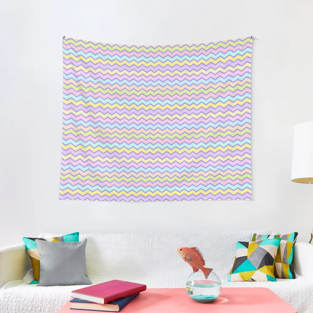 

Zigzag stripe pattern-Pastellove Tapestry Room Decor Cute Bathroom Decor Aesthetic Room Decorations Tapestry