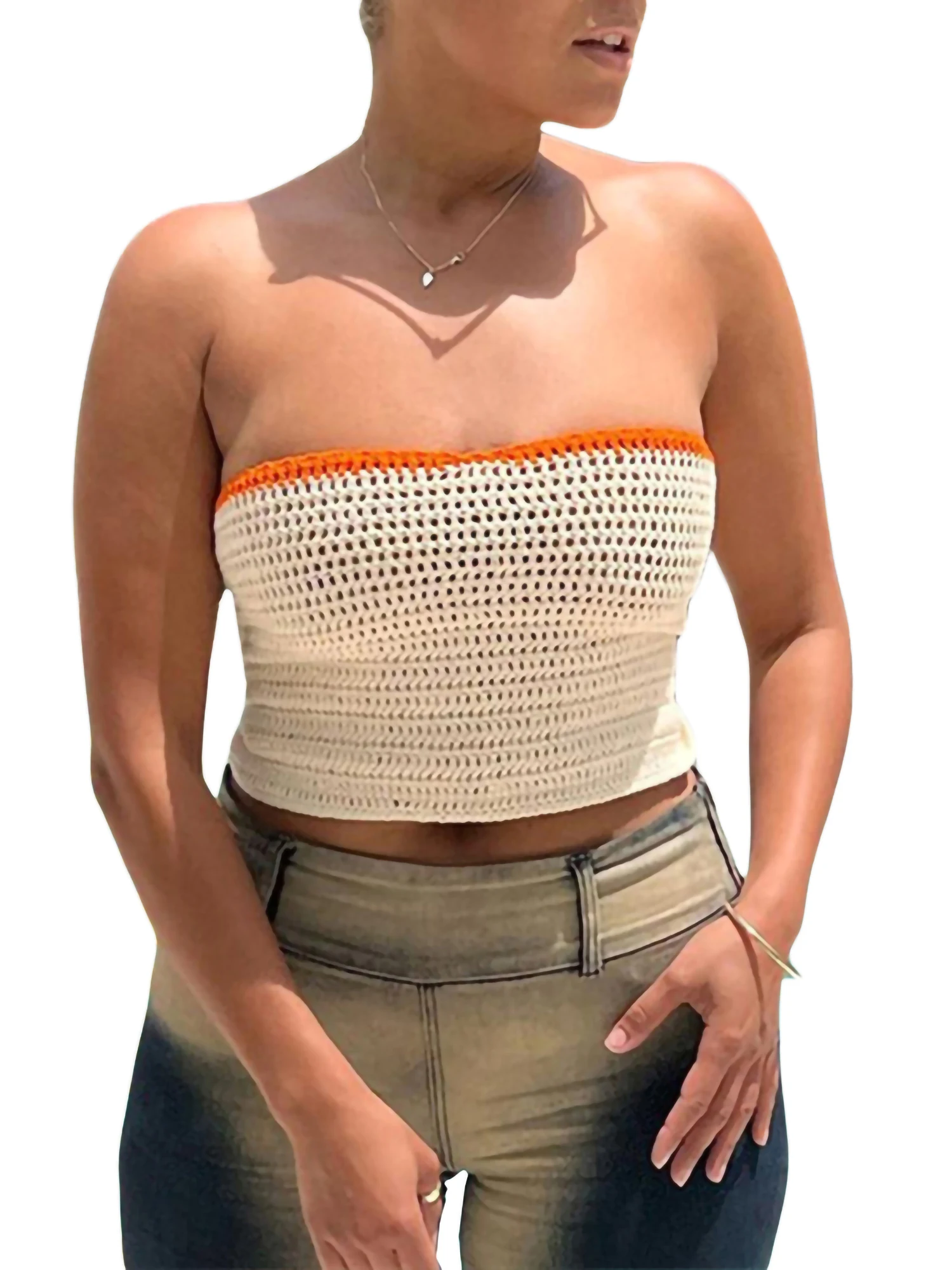 Bustier Bandeau en tricot pour femmes, Bustier sans manches, dos nu, sans  bretelles, coloré, gilet d'été | AliExpress
