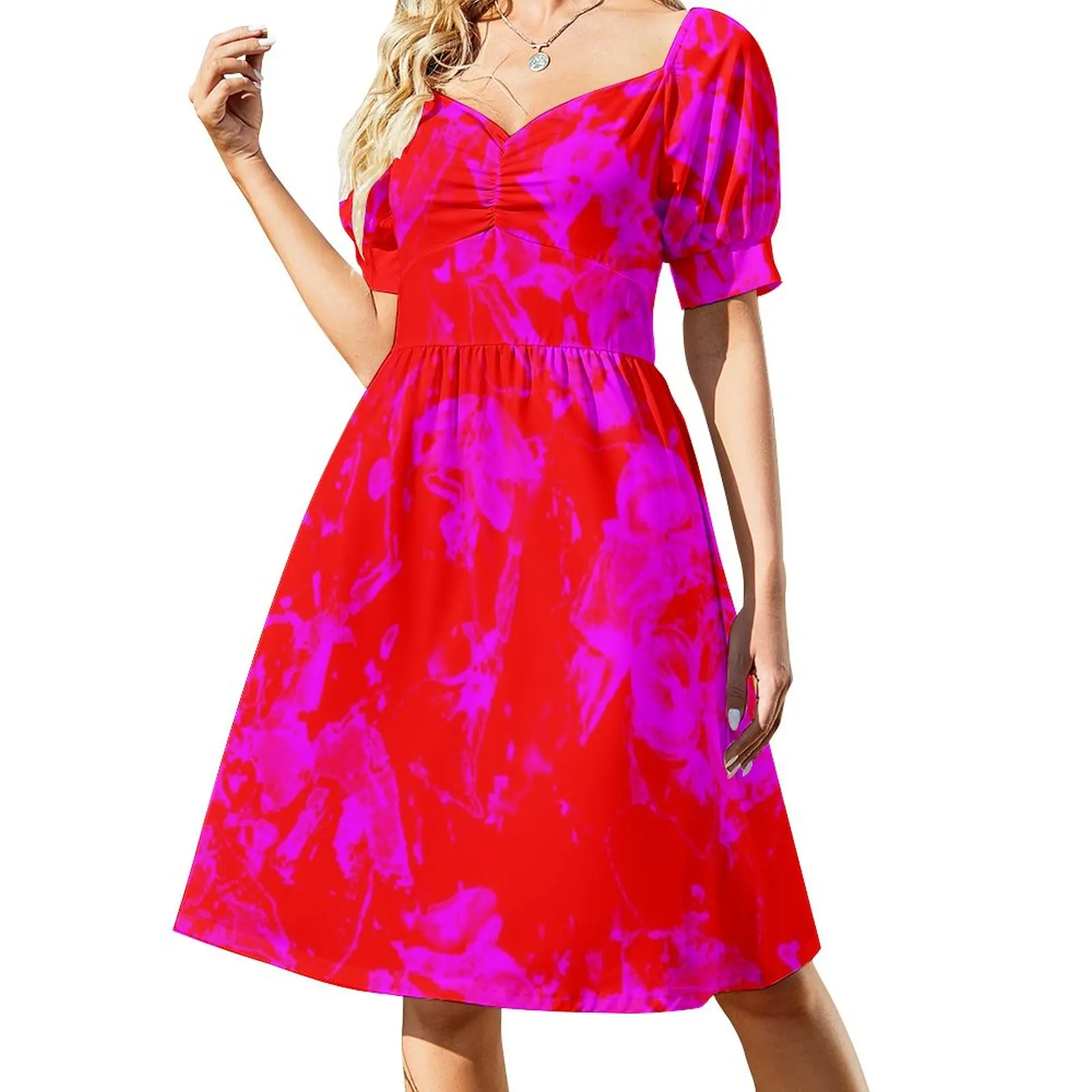 

The pink and red floral motives with pink flowers Sleeveless Dress summer dress women 2023 dress summer