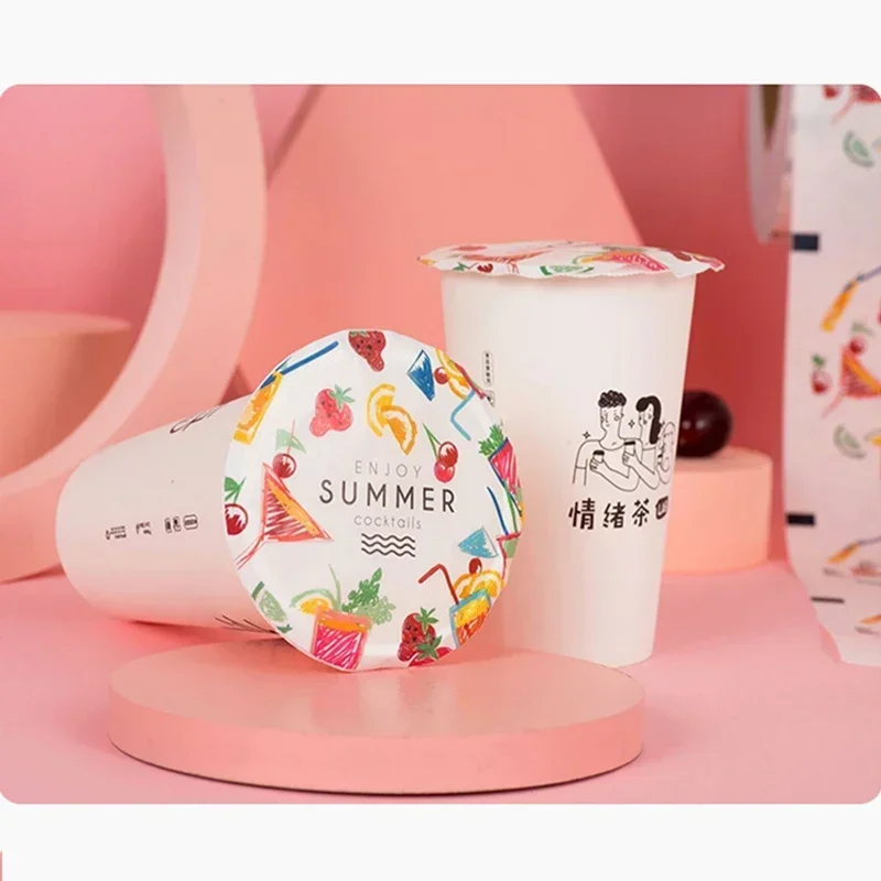 Milk Tea Sealing Film Milk Tea Shop Specific Paper Film Beverage Juice PP Plastic Cup and Paper Cup Universal 1600 Sheets/roll 2
