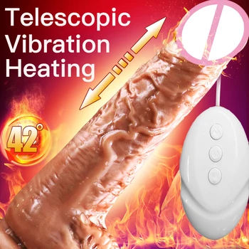 New Automatic Telescopic Heating Dildo Vibrator Vaginal Masturbator Huge Real Penis Machine Sex Toys For Women Sexual Product 5
