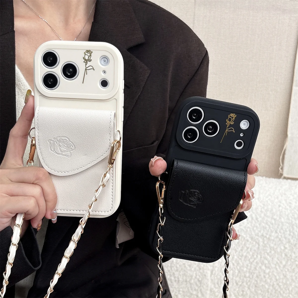 Versatile Crossbody Silicone Phone Case with Leather Wallet and Card Holder Slot