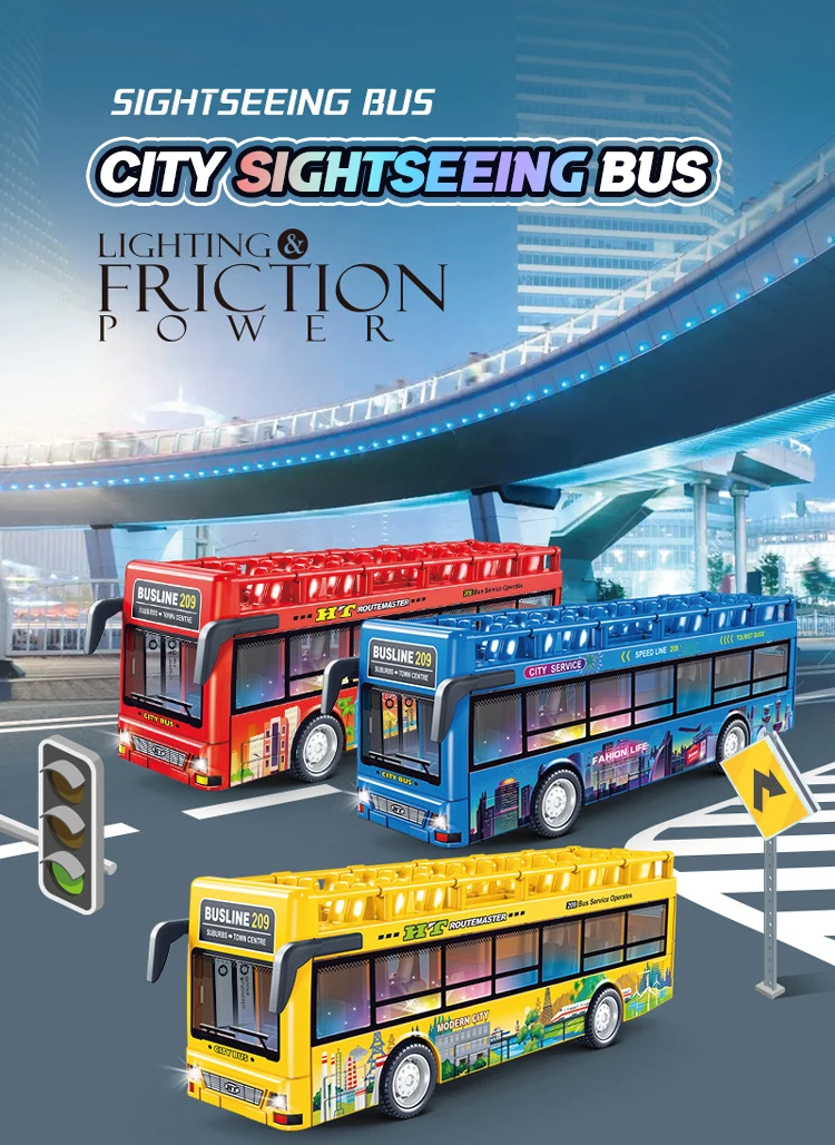 Simulationsbus Modell Türöffnung mit Beleuchtungs- und Soundeffekt Kinderspielzeug Trägheits-Sightseeing-Autospielzeug für Jungen Weihnachtsgeschenke – Detail 1
