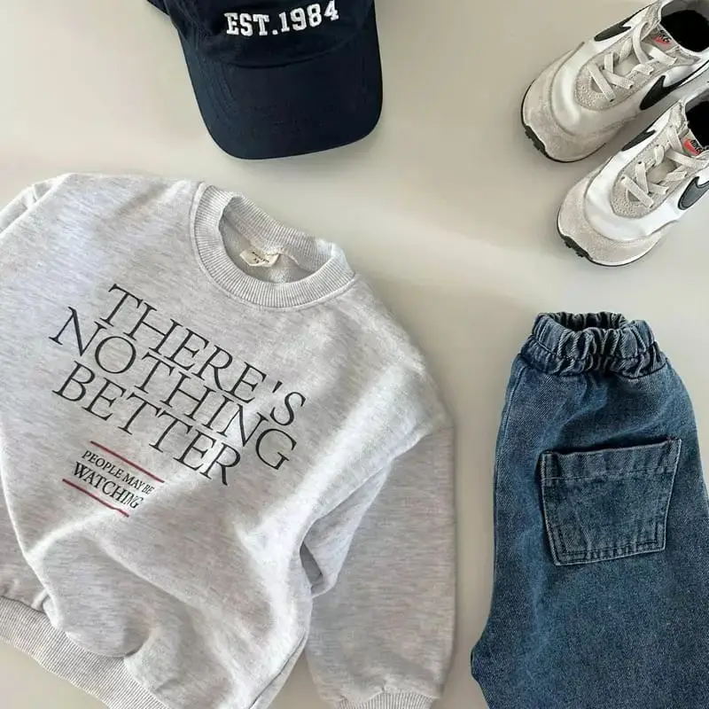 Kids Sweatshirt Autumn Baby Long Sleeve Sweatshirt Cotton Boys Girls Letter Print Loose Pullover Infant Casual Versatile Tops Kids Clothes