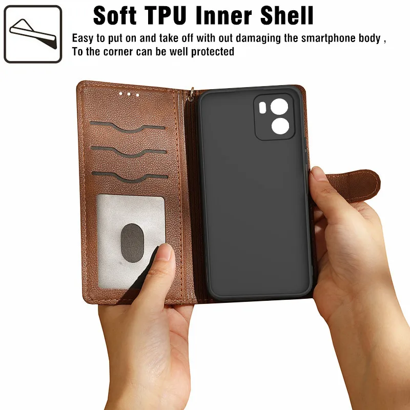 For Cubot Note 21 Retro Phone Case Leather Magnetic Folio Cover -  Brown