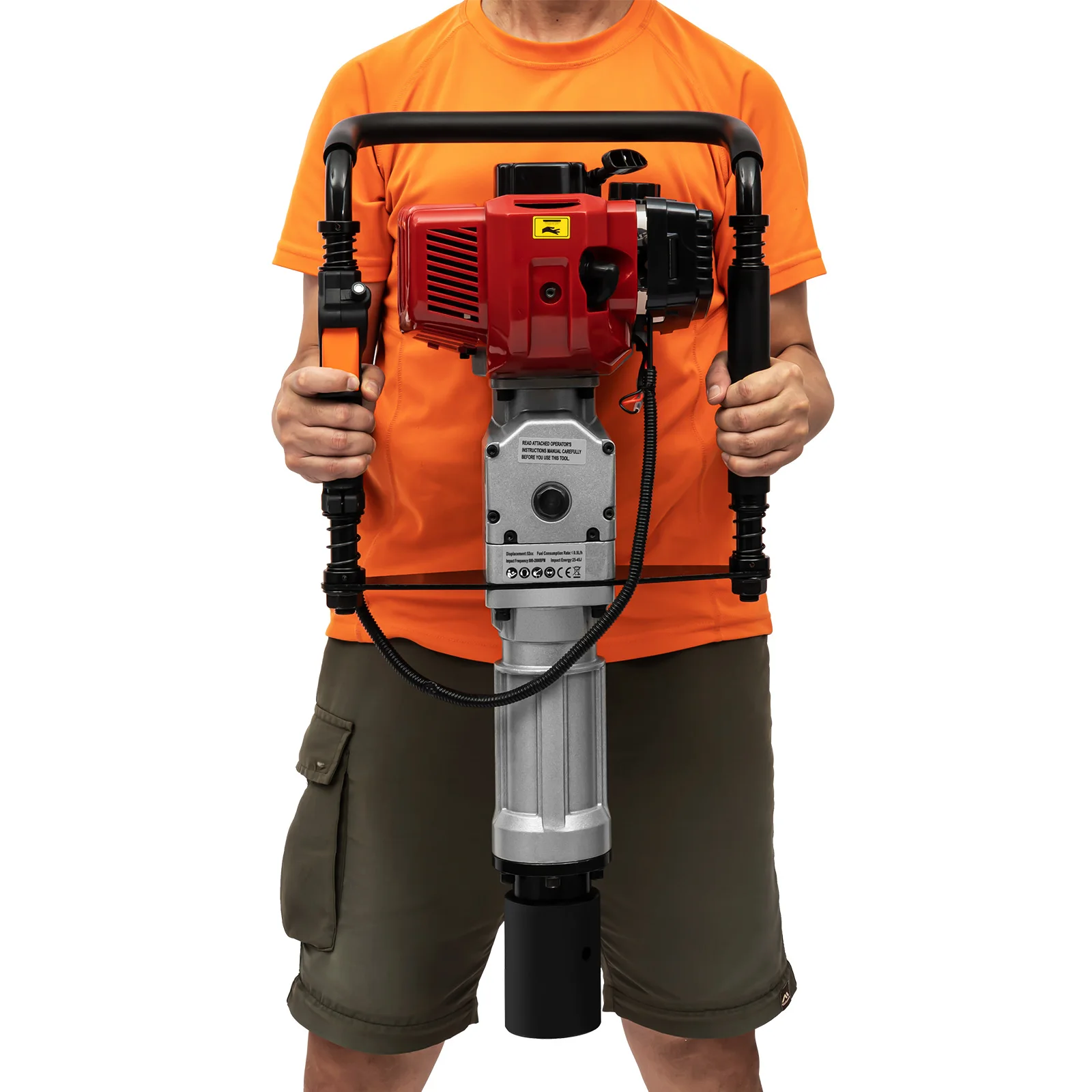 52CC Pile Driver 1900W 2 Stroke Post Driver Petrol Garden Fencing Tool Machine 55-70mm Sleeve