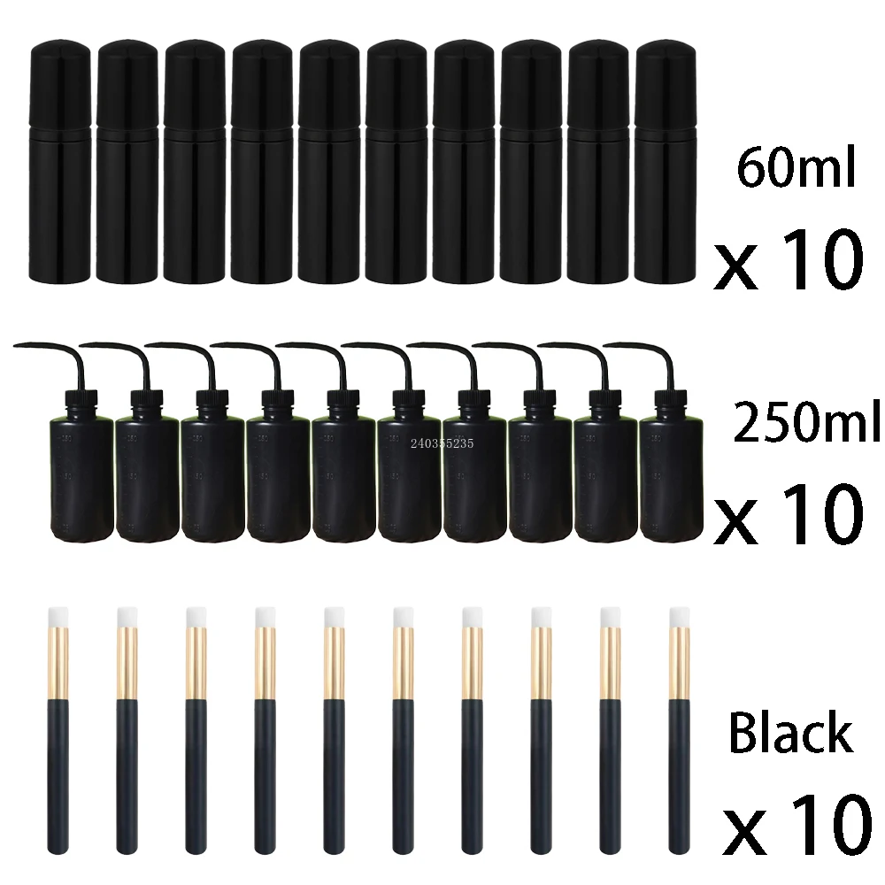 블랙 접목 속눈썹 청소 키트 60ML 액체 폼 빈 펌프 병 속눈썹 청소 브러시 ??250ML 린스 병 스킨 케어 도구
