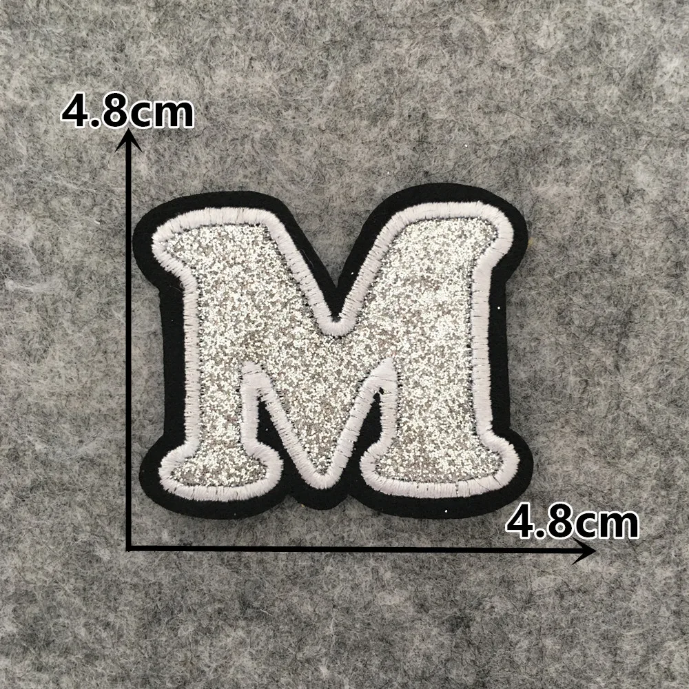 English Silver Letters Embroidery Iron-On Patches - Hot-Melt Adhesive DIY Clothing Embellishments (Set of 26)