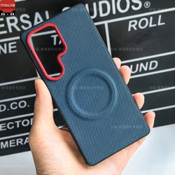 Luxury PU Leather Magnetic Back Cover with Wireless Charging Bumper - Premium Case for ZTE nubia Red Magic 11S Pro (Blue red)
