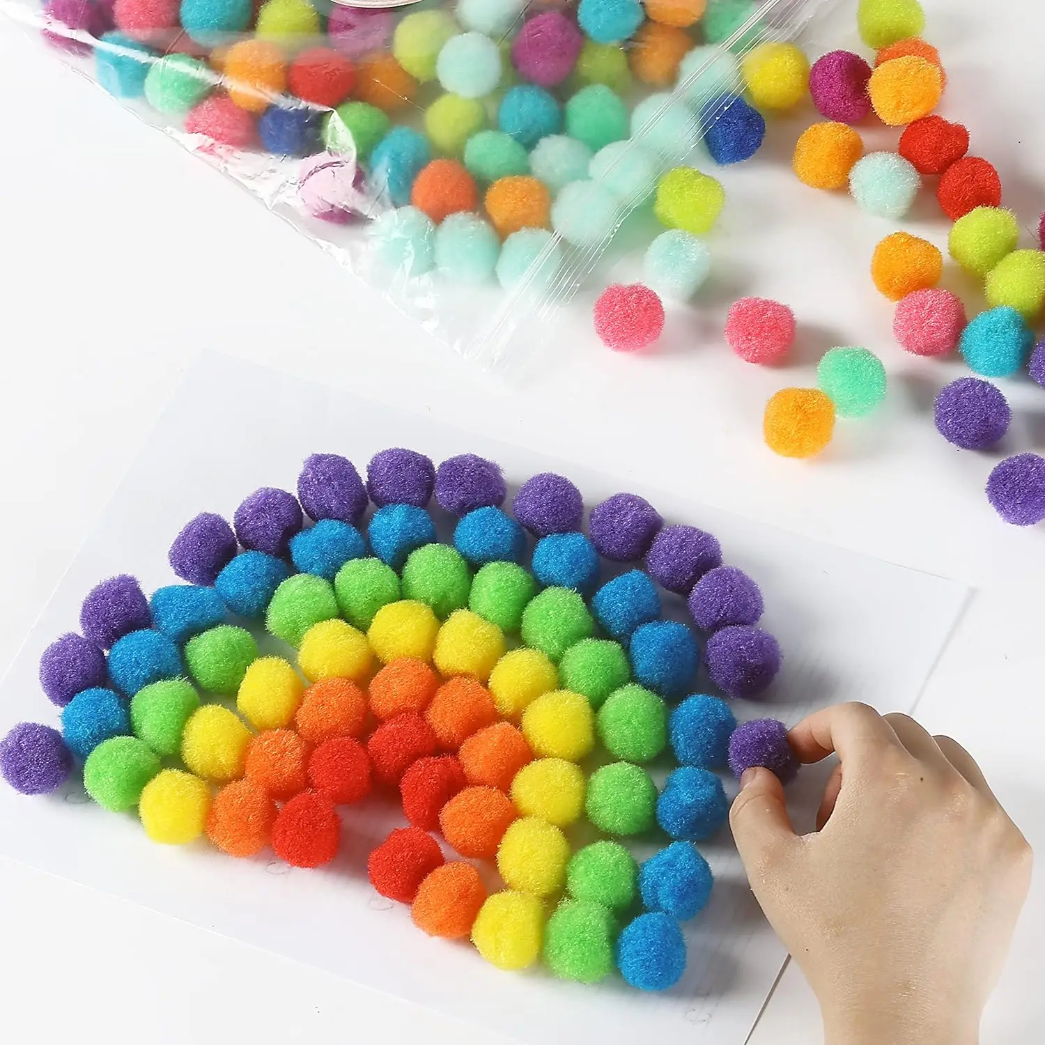 200 Pcs 2cm Pompoms Multicolor Valentine Day Arts And Pom Poms Balls And 100 Pcs wiggle Eyes For DIY Creative Crafts Decorations pom poms craft supplies