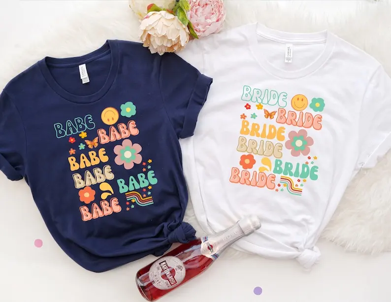 

Bachelorette Party Shirts Babe Bride and Bride Squad Wedding Bridal Shower Bridal Short Sleeve Top Tees O Neck 100% cctton goth