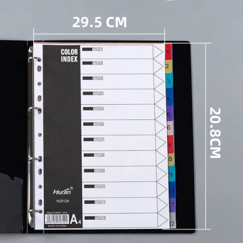 A4 Plastic Binder Index Dividers Classification Paging Separation Color Paper Print 10/12/21 Pages File Folder Accessories notebook binder divider