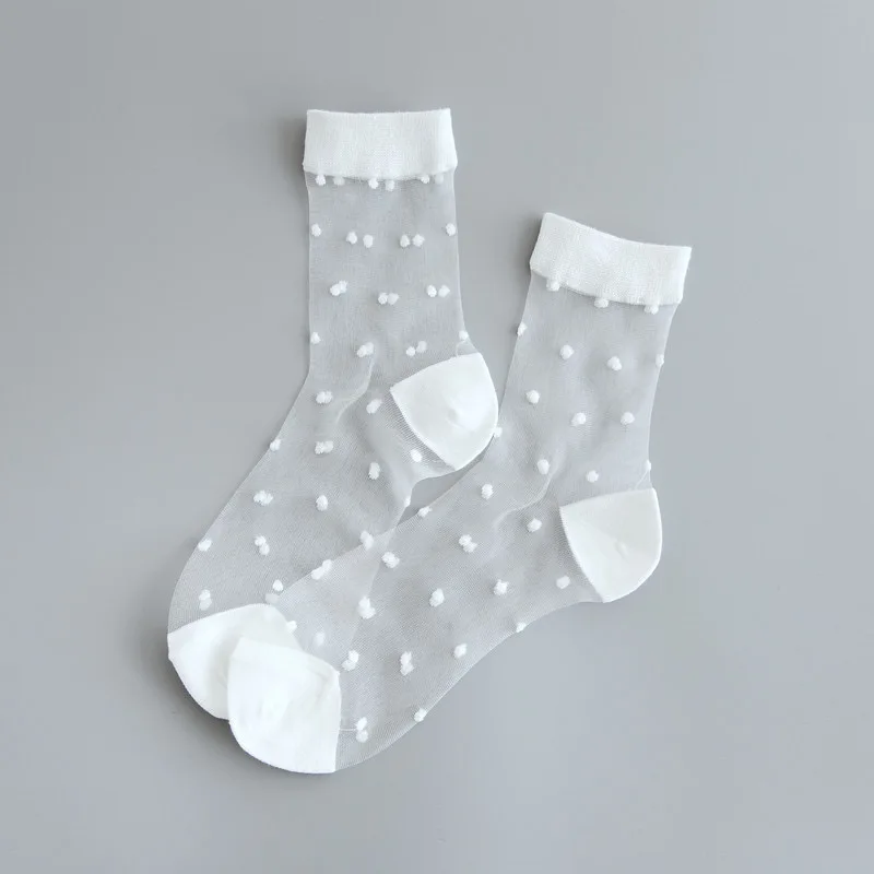 Polka Dot Lace Socks - Womens Summer Thin Transparent Ultra Socks