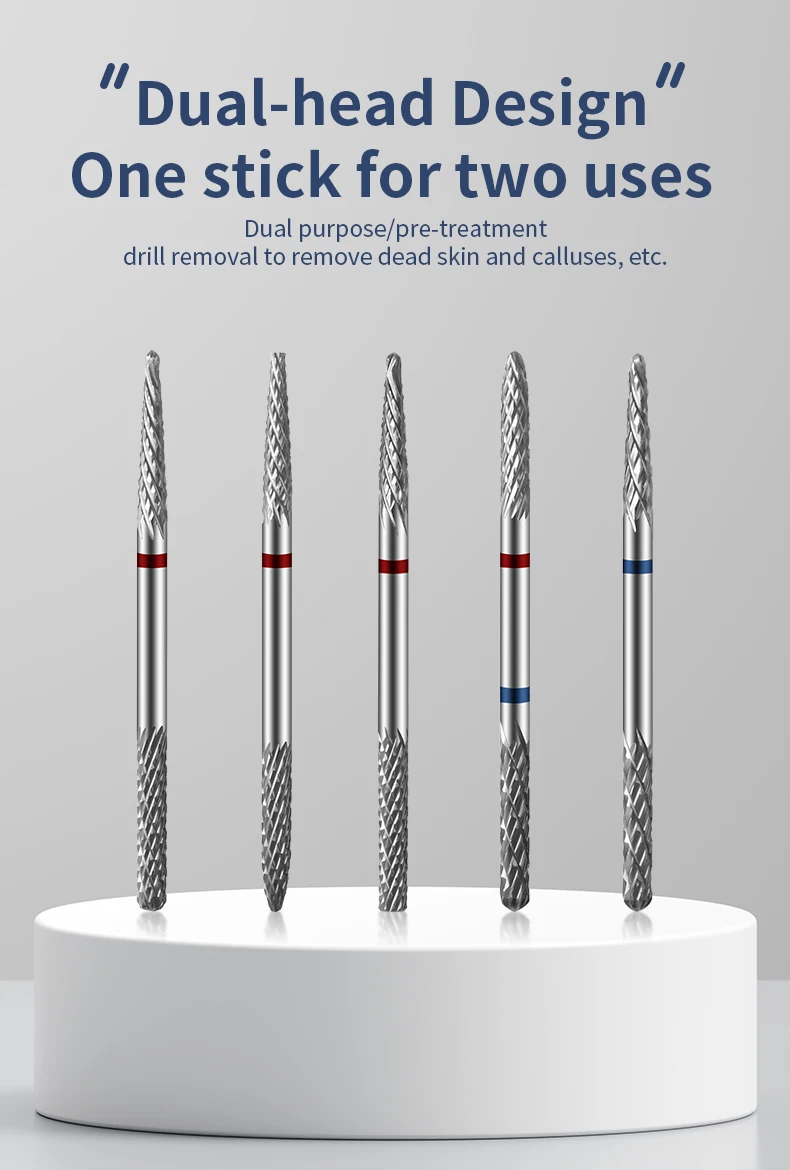 Description Picture 4 of itemDouble Heads Tungsten Carbid Nail Drill Bits Electric Manicure Tool 2 In 1 Milling Cutter For Nail EFile Nail Gel Polish Remover