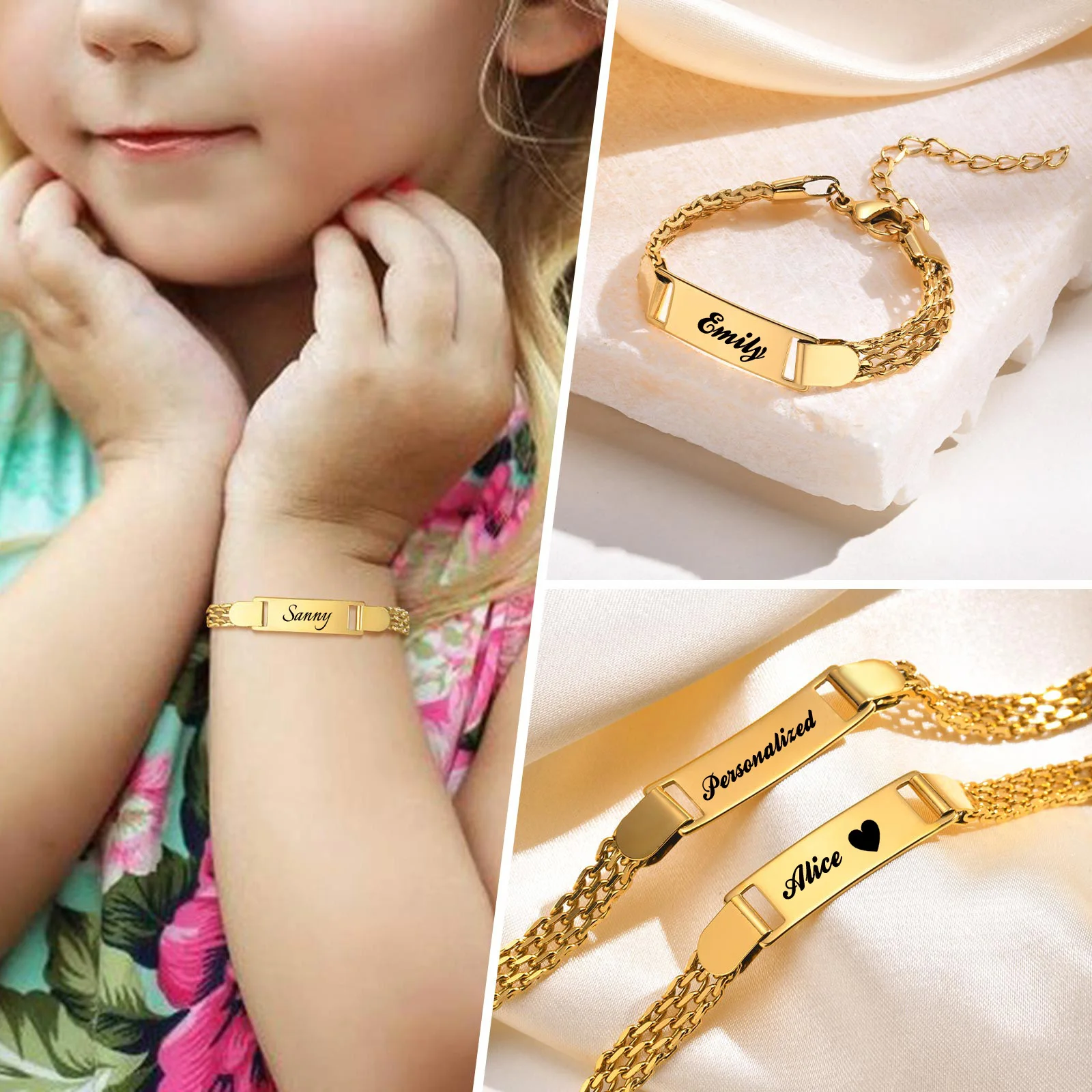 Tina&Co Tina&Co Personalized 18kt Gold Plated ID Bracelet India | Ubuy