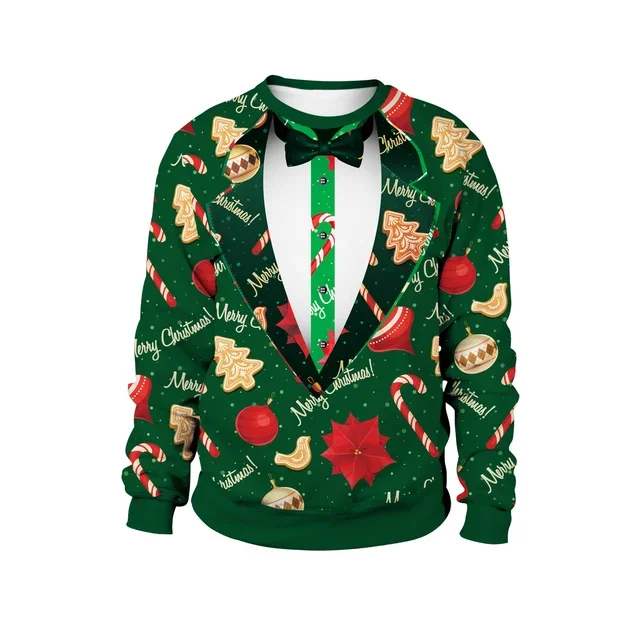 Christmas Party Sweatshirts for Men Tracksuit Couple Autumn Pullovers O Neck Warm Men's Winter Hoodie Vintage Male Clothing