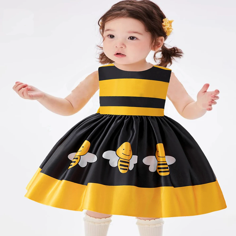 Beautiful Honeybee Embroidered Kids Gowns