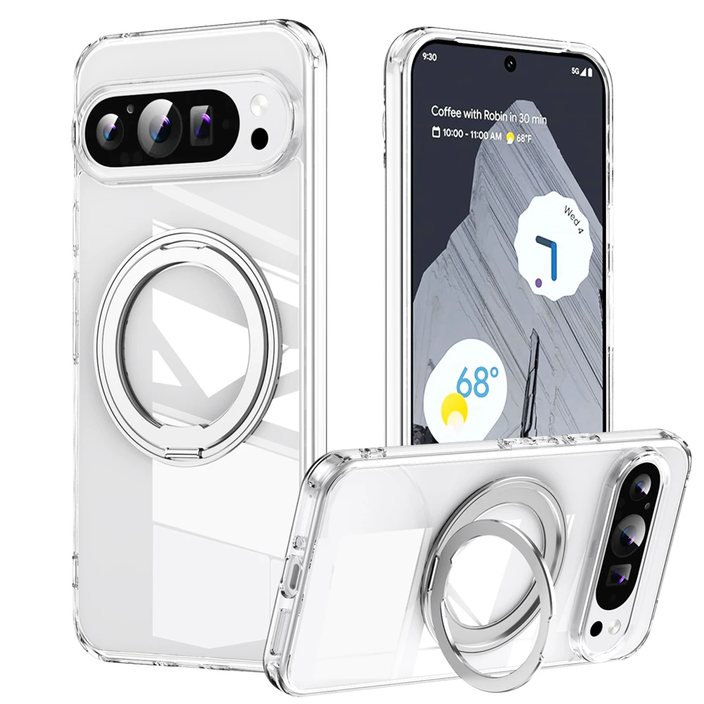 Magnetic Stand Holder Phone Case with 360° Ring Bracket - Shockproof Armor Hard Cover for MagSafe Compatibility
