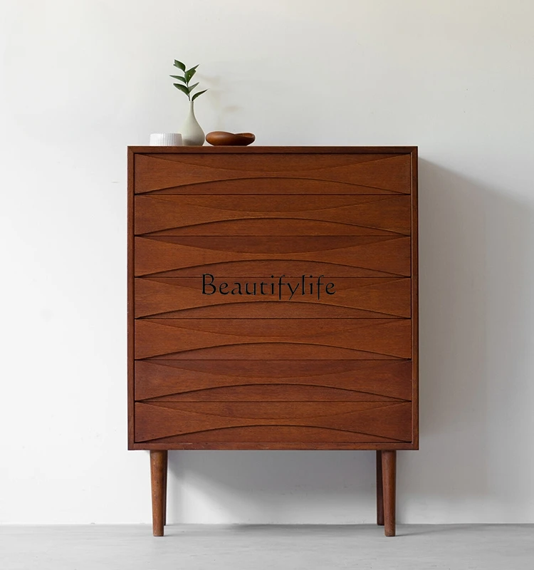 

Nordic Solid Wood Chest of Drawers Simple Retro Storage Storage Chest of Drawer Living Room Dining Room Wall Cabinet