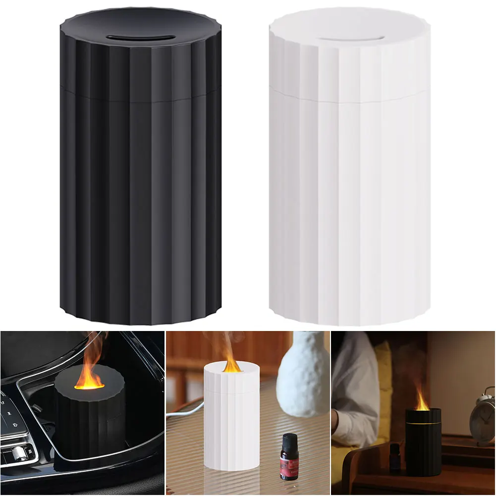 Colorful Flame Car Diffuser Humidifier Air Aroma Diffuser Humidifier 7 Flame Colors USB Auto-Off Protection for Home Office Yoga
