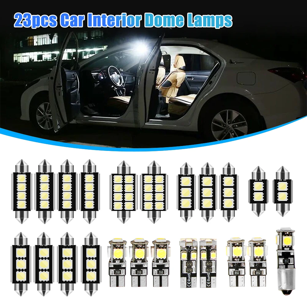 

23Pcs Car Interior White LED Light Dome Door Trunk License Plate Luggage Lamp Car Indoor Reading Lights For BMW X5 E53 2000-2006
