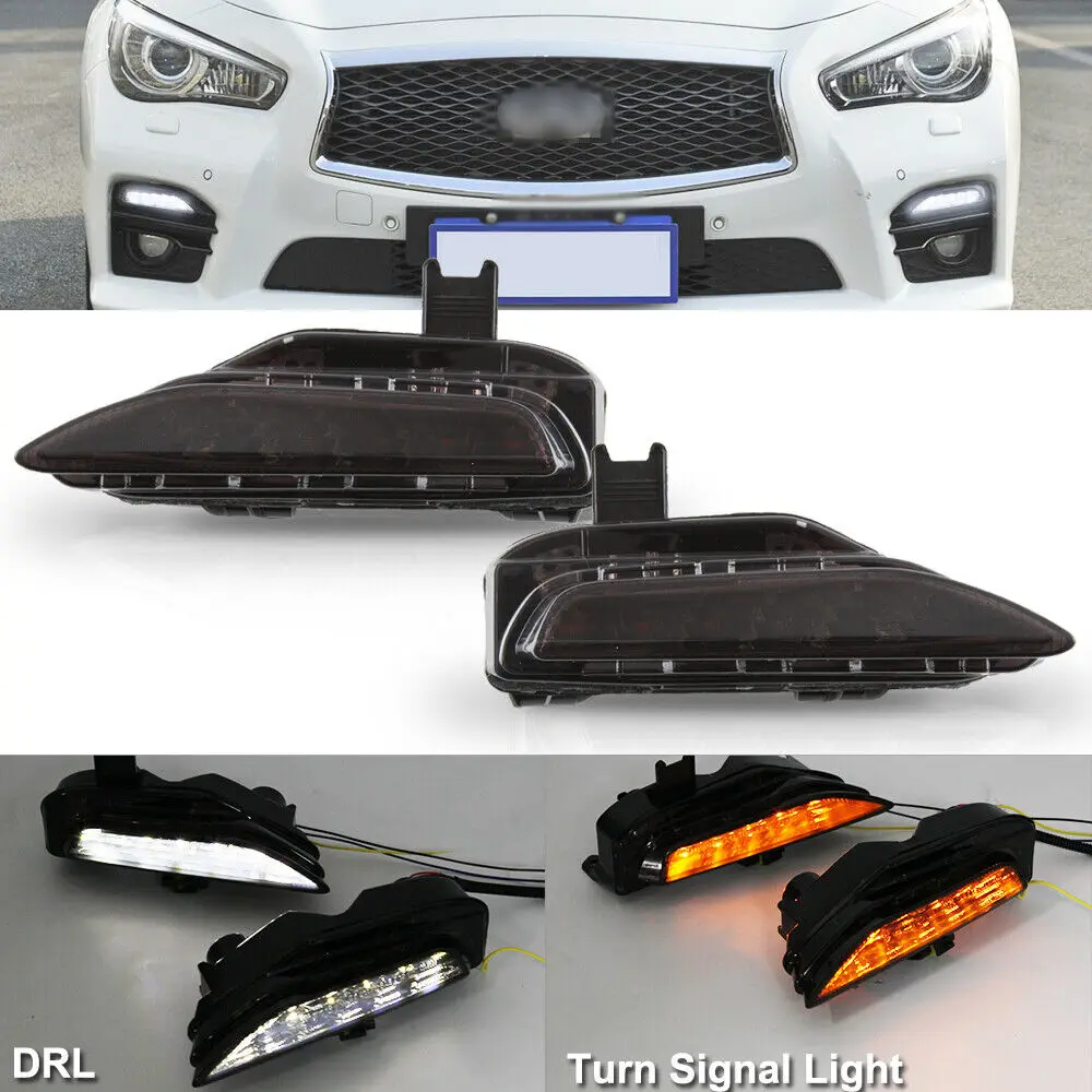 Dualcolor Amber LED Car Front Bumper Turn Signal Lights w/ White DRL