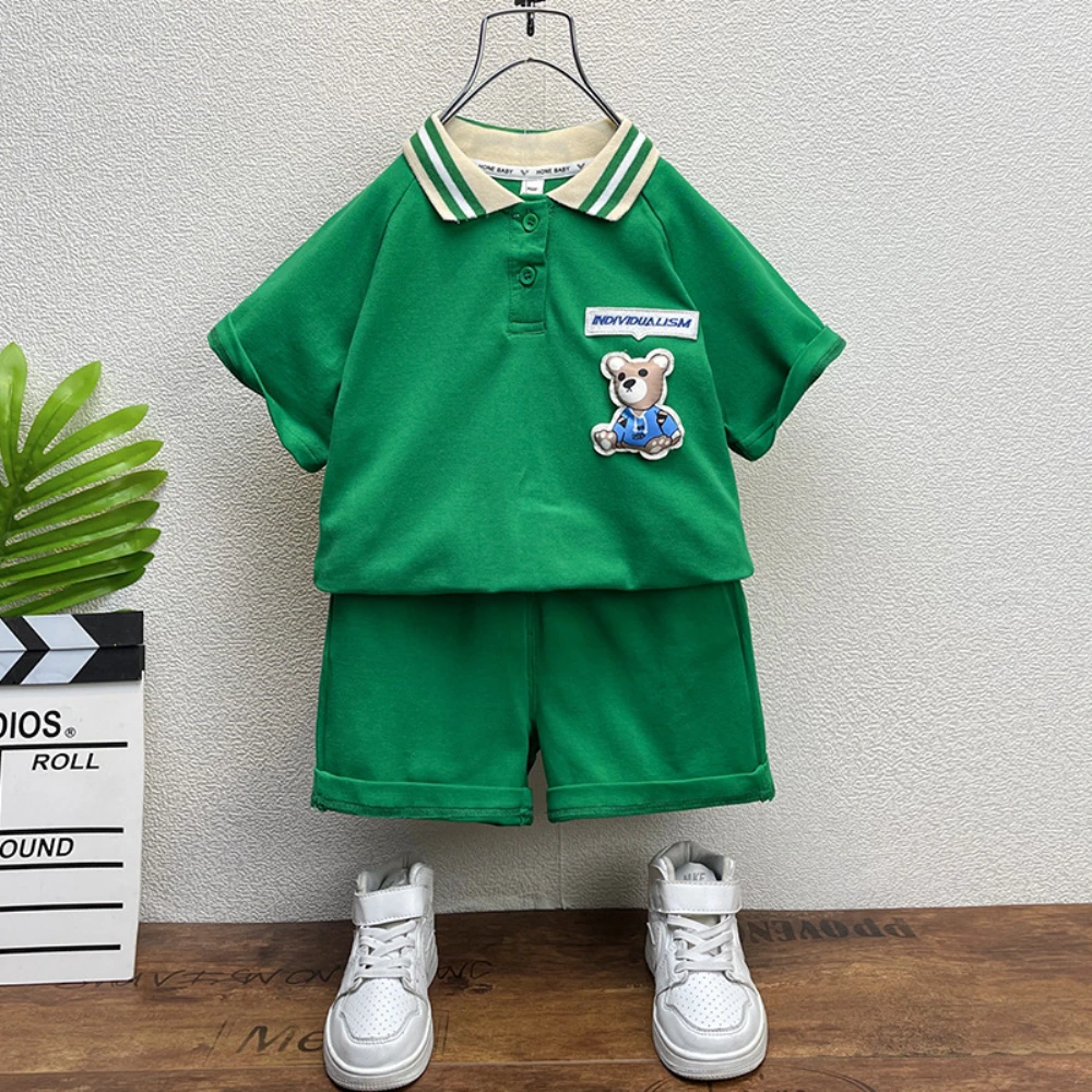 Tuta Estiva Per Bambini Per Bambini Set Di Vestiti Polo + Pantaloncini 2 Pezzi Tuta Per Bambini Abiti Moda Cotone 3-10 Anni Tuta Sportiva Per Ragazzi
