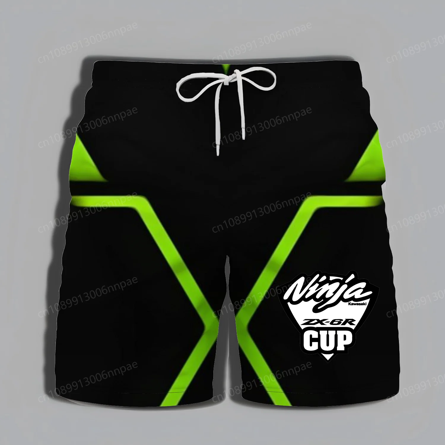Men’s Kawasaki-inspired breathable summer shorts for beach, motorcycle, or sports use 03