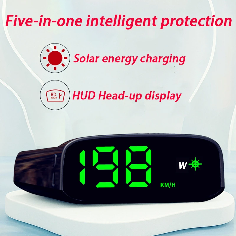 Solar Hud Head-up Display Overspeed Alarm Automatic Switch Car Speedometer No Ne