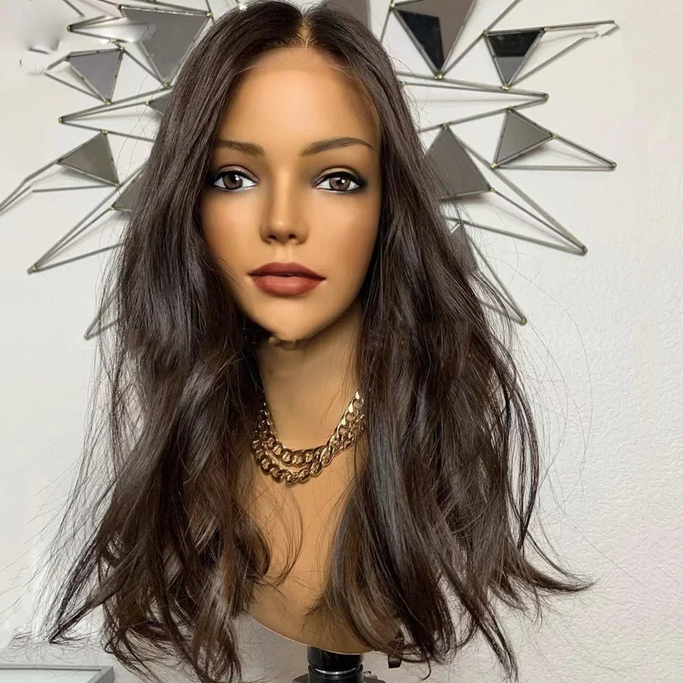 Soft Dark Brown Wave 30inch 5x5 Silk Base Jewish Human Hair Wig With Baby Hair HD Lace European Preplucked Glueless Daily