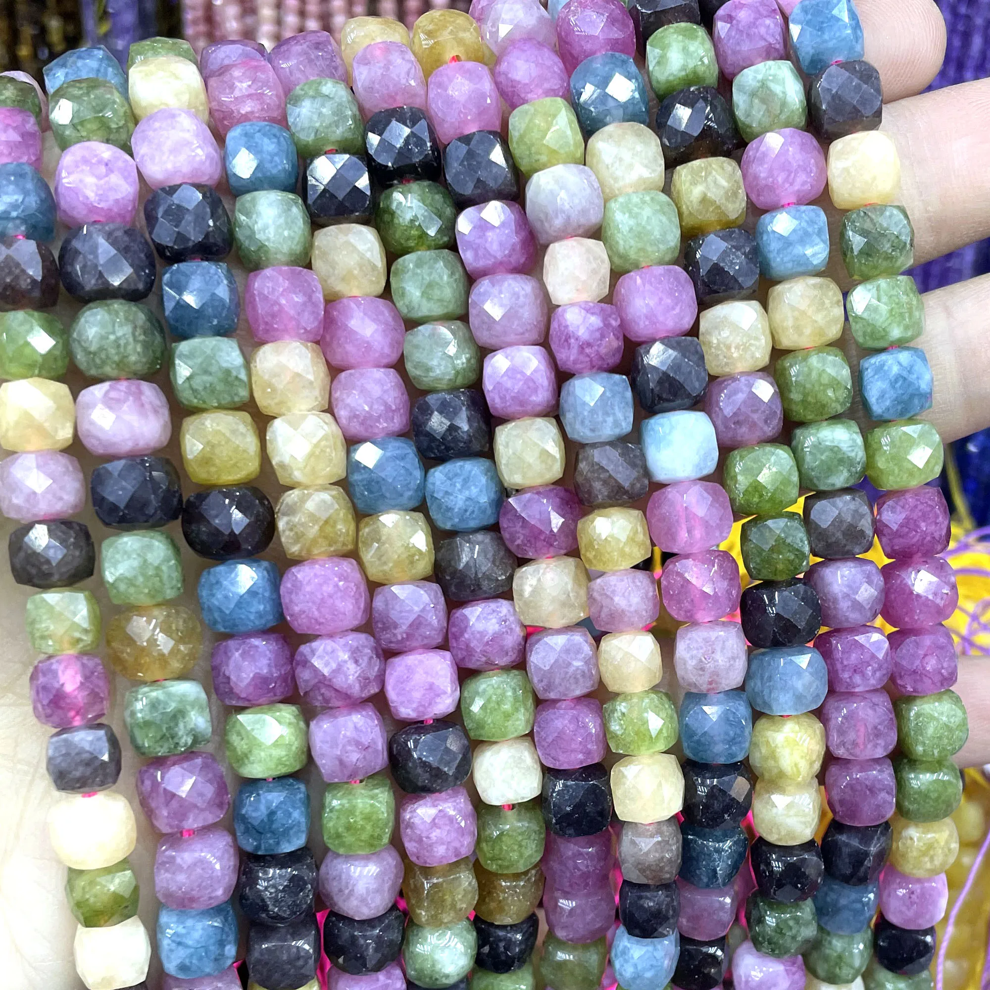 Natürliche Stein Turmalin Perlen Facettierte Rondelle Quadrat Unregelmäßige Runde Für DIY Schmuck Machen Armbänder Halsketten Zubehör – Detail 9